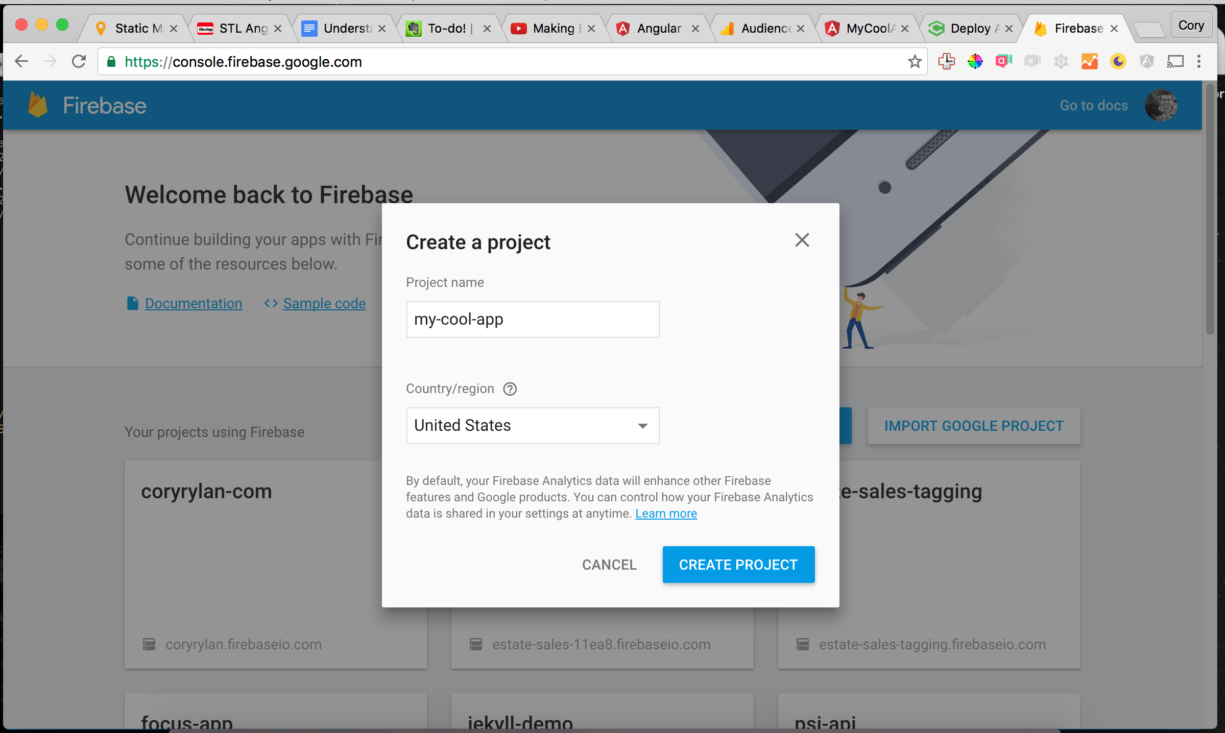 Creating a Firebase Project