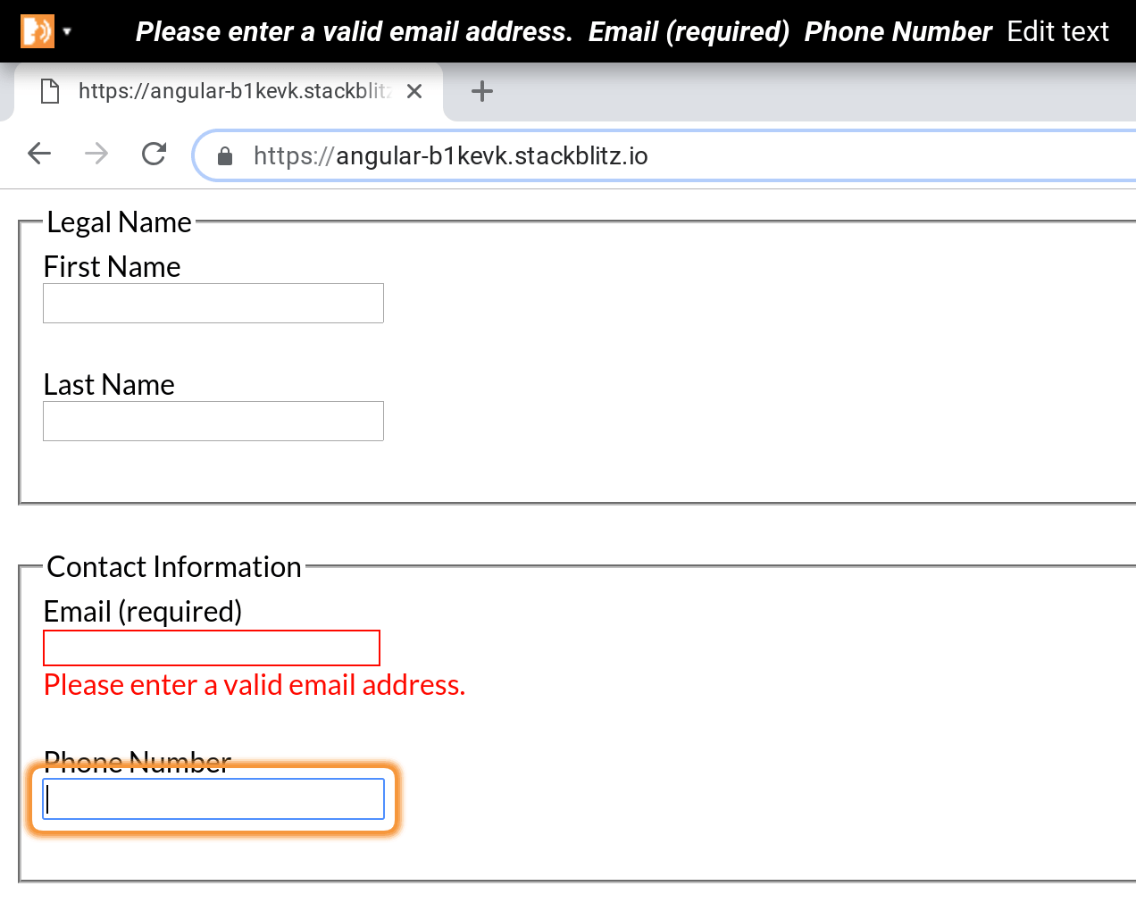 Accessible Inline Form Validation with Angular