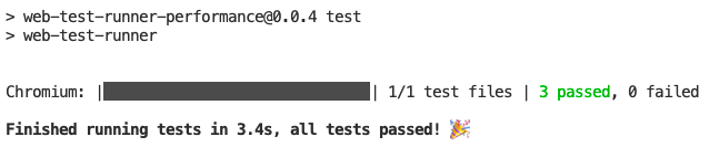 Results from tests using Web Test Runner Peformance