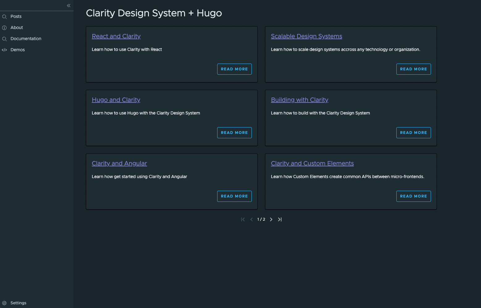 Demo of Hugo and Clarity static site